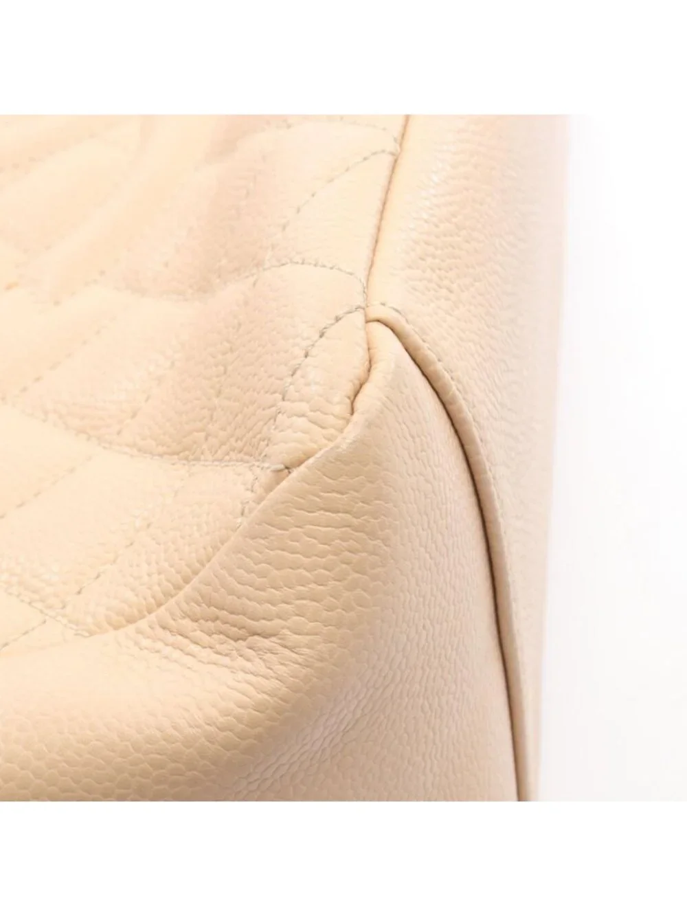 Chanel Tote Quilted Grand Shopping GST Beige Caviar Leather Chain